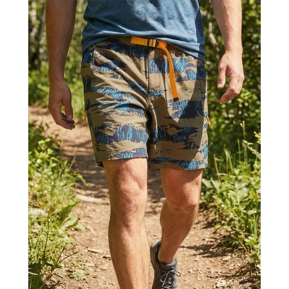 The North Face Mens Class V Belted Shorts XXL Brown Blue Tiger Camo NWT RV $65
